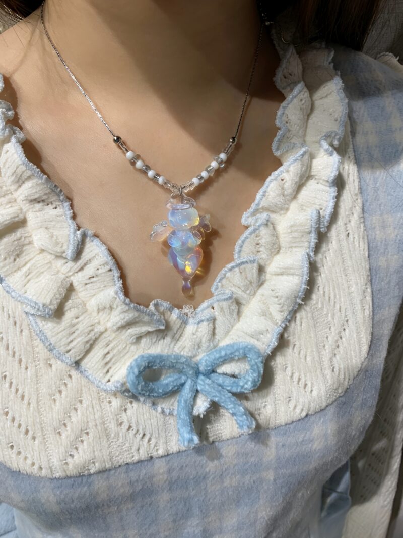Handmade Glass Praying Angel Pendant – Cute Miniature Angel Jewelry, Unique Gift for Loved Ones