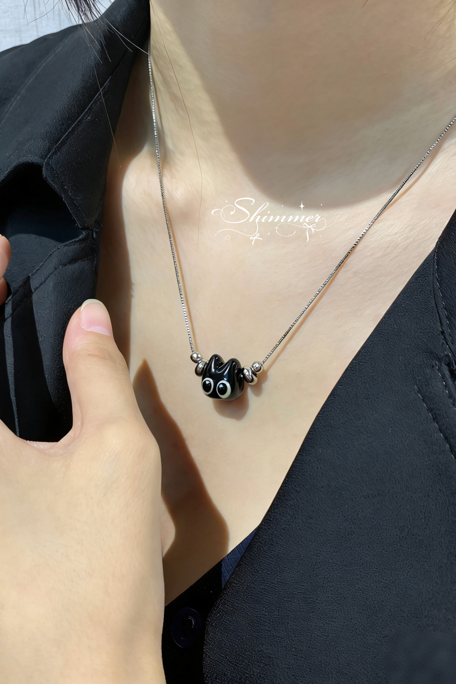 Handmade Mini Black Cat Pendant – Cute Glass Kitten Jewelry, Unique Gift for Cat Lovers - 图片 4