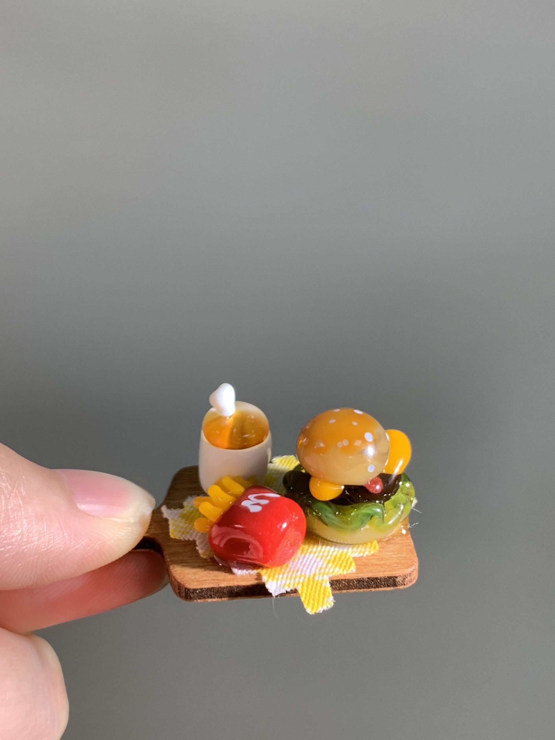 Hamburger set — handmade food toy ornament. - 图片 4