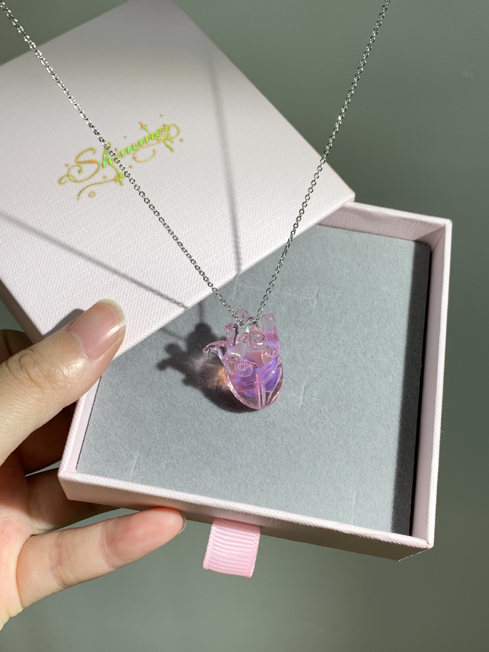 Pink Heart Pendant, Romantic Charm Necklace, Fairycore Accessory, Meaningful Keepsake, Gift For Her - 图片 5