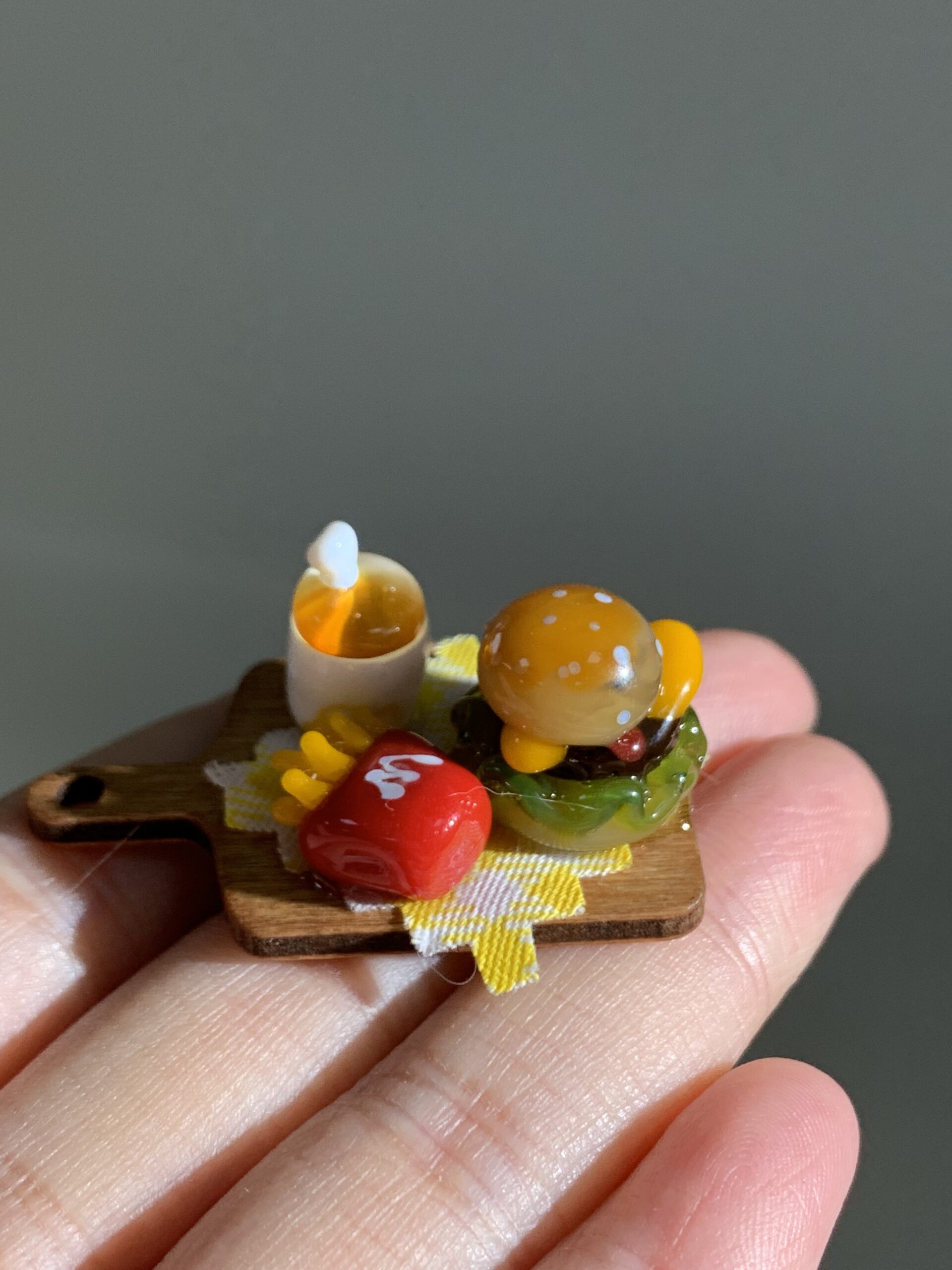 Hamburger set — handmade food toy ornament. - 图片 2