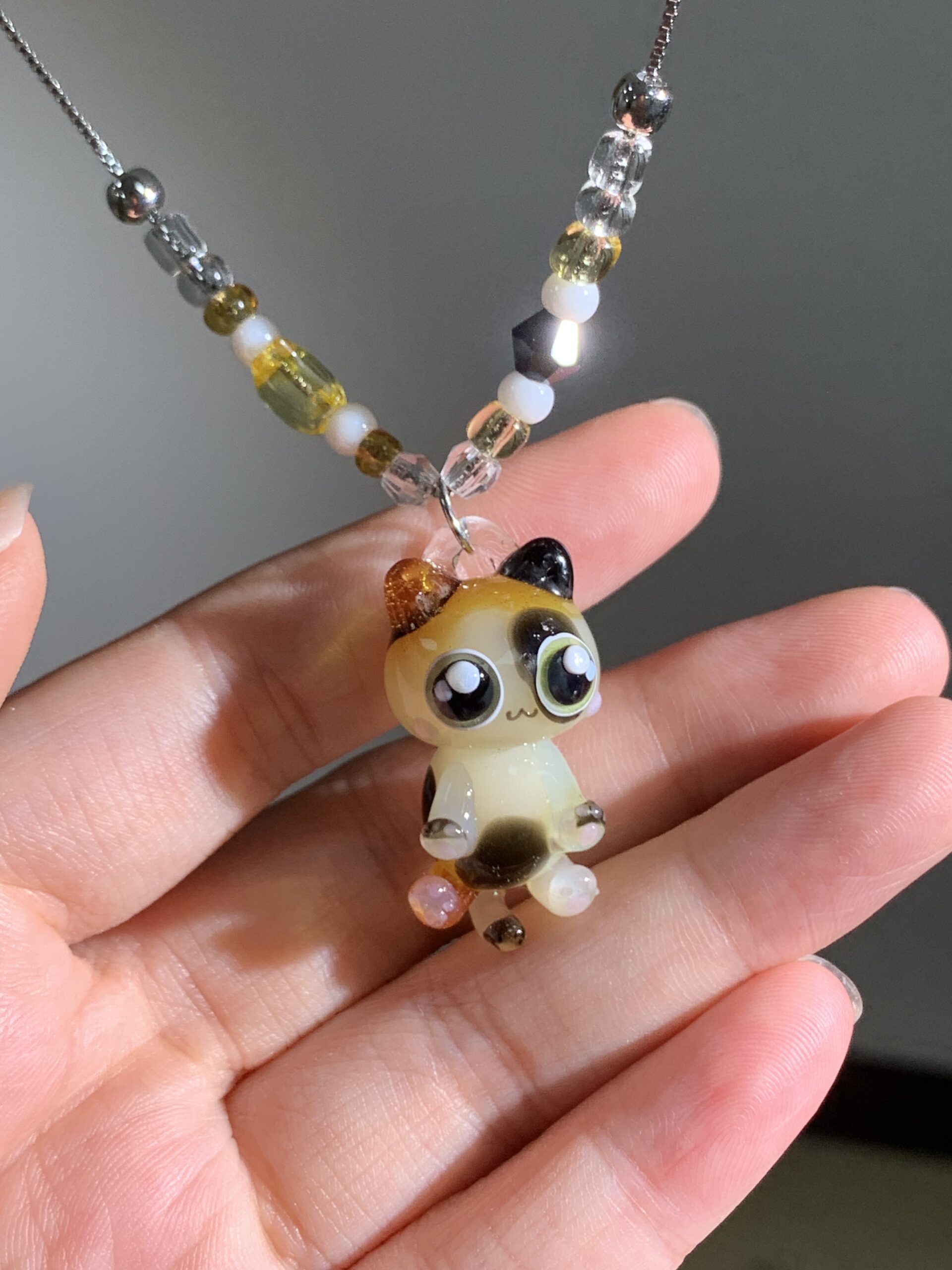 “Cute Little Cat – Handmade Glass Cat Necklace, the Perfect Gift for Cat Lovers.” - 图片 3