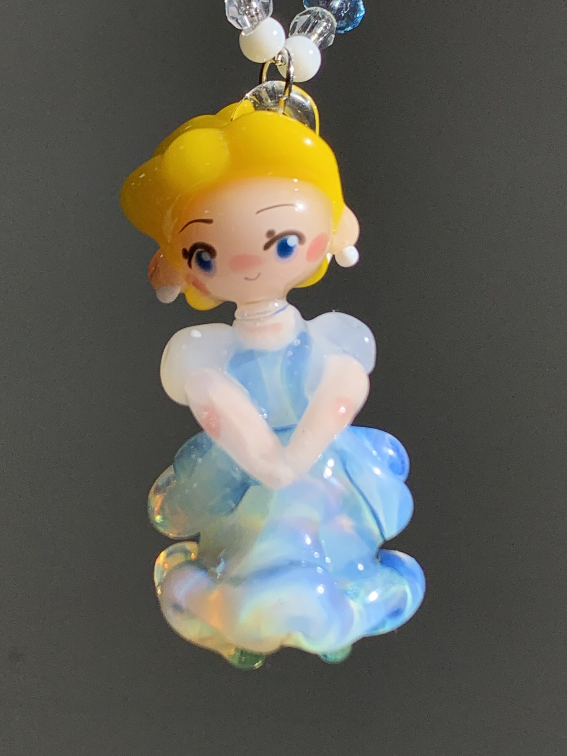 Cute Glass Cinderella Necklace | Handmade Fairy Tale Princess Pendant Jewelry, Soft Aesthetic Design