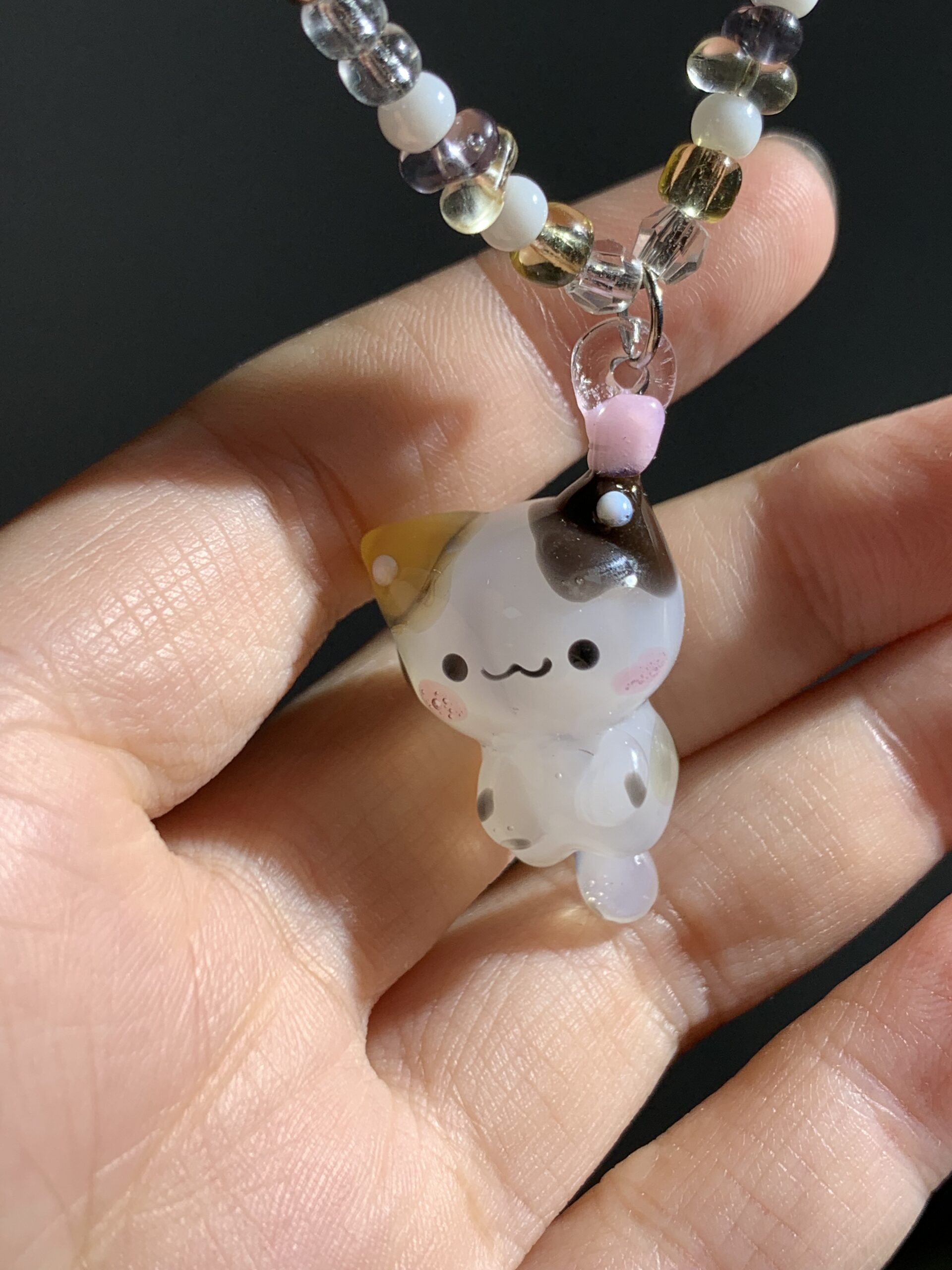 Handmade Glass Lucky Cat Pendant Necklace – Cute Maneki Neko Charm, Kawaii Aesthetic Jewelry - 图片 5