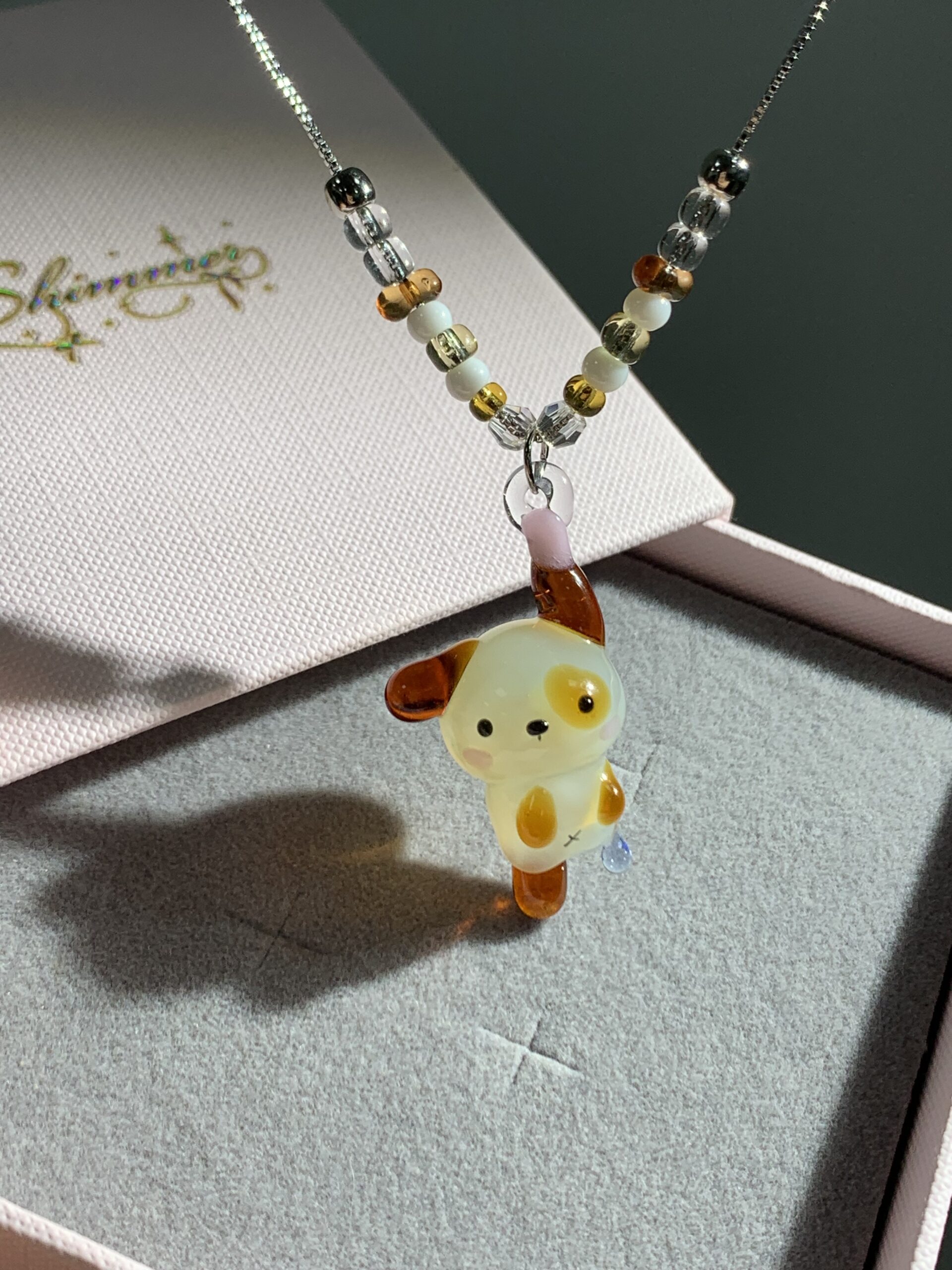 Handmade Glass Puppy Pendant Necklace – Cute Dog Charm, Kawaii Aesthetic Jewelry - 图片 4