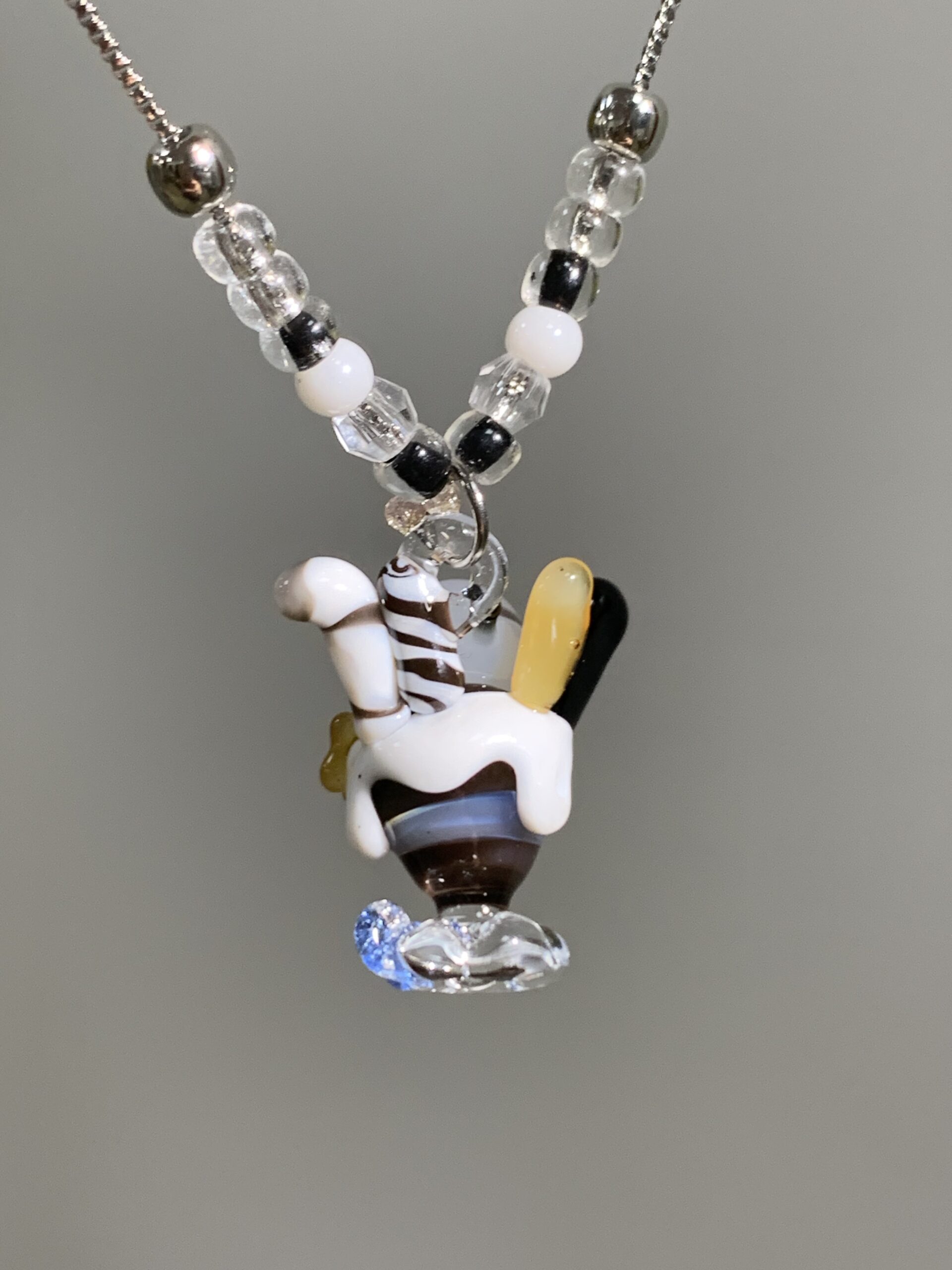 Handmade Glass Cute Animal Character Pendant Necklace – Kawaii Mixed Charm, Aesthetic Jewelry - 图片 2