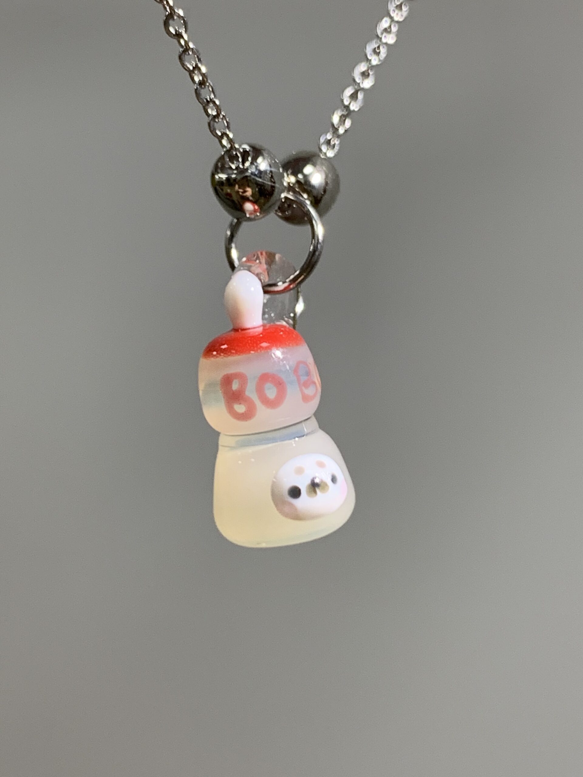 Handmade Glass Seal Yogurt Drink Pendant Necklace – Cute Food Bottle Charm, Kawaii Aesthetic Jewelry