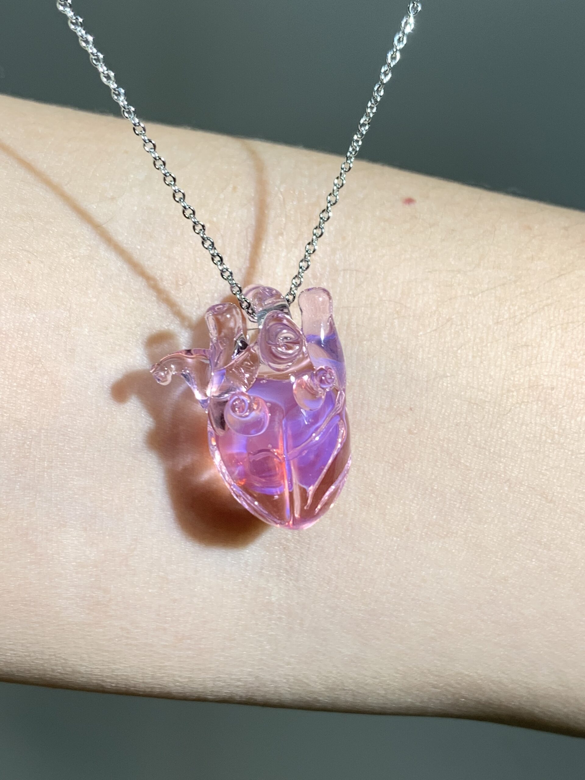 Pink Heart Pendant, Romantic Charm Necklace, Fairycore Accessory, Meaningful Keepsake, Gift For Her - 图片 3