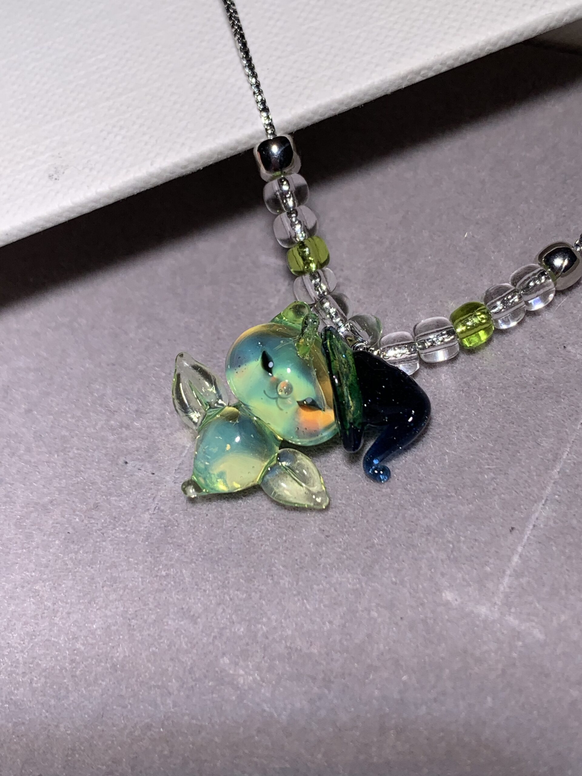 Handmade Glass Halloween Necklace - Witch Hat Alien Kitten Sea Angel Pendant
