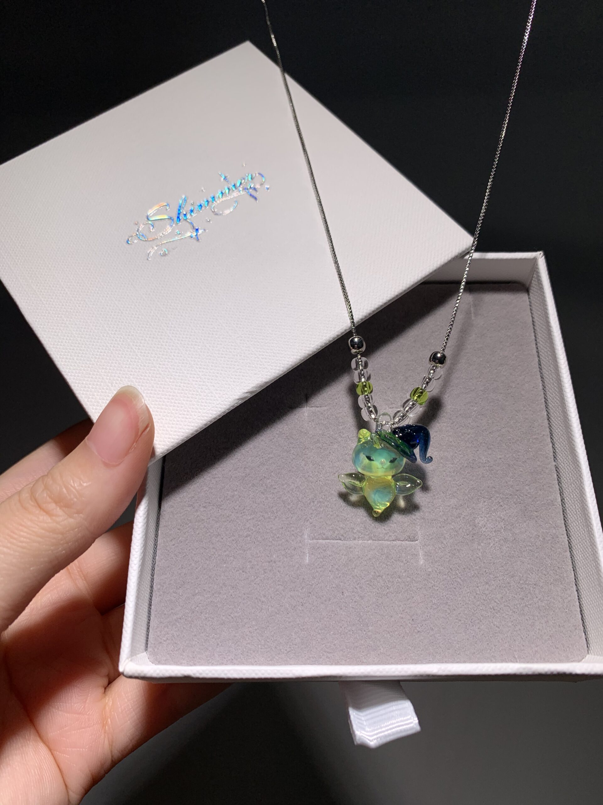 Handmade Glass Halloween Necklace - Witch Hat Alien Kitten Sea Angel Pendant - 图片 7